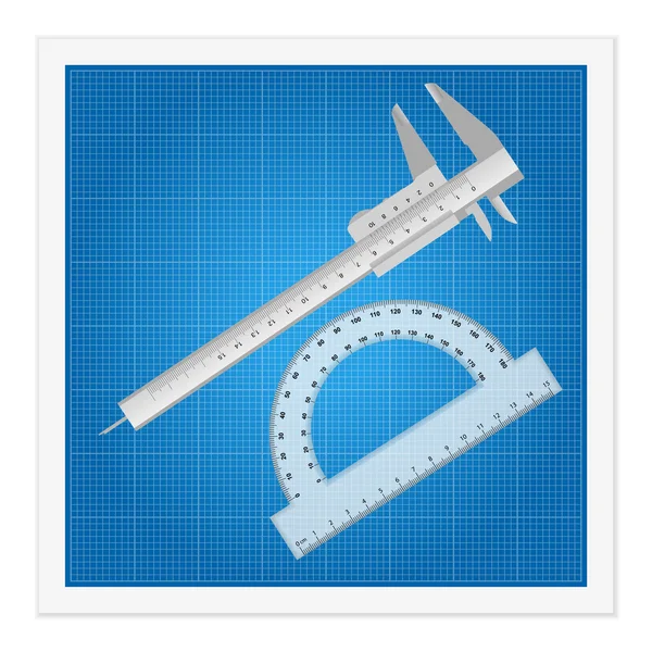 Blueprint a pravítka nástrojů — Stockový vektor