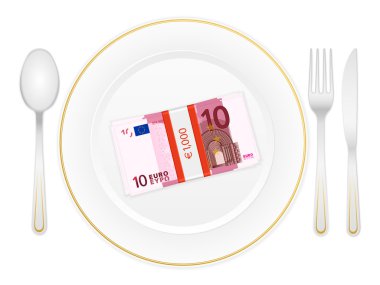 tabak çatal ve on euro paketi