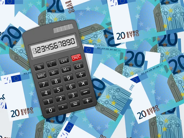 Kalkulator na tle 20 euro — Wektor stockowy