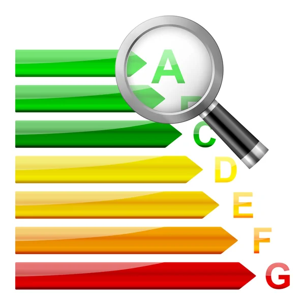 Lente di ingrandimento efficienza energetica — Vettoriale Stock