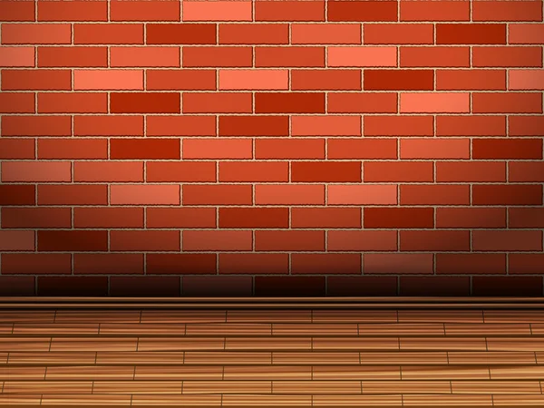 Plancher en bois et mur de briques — Image vectorielle