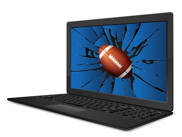 Cracked laptop american football — Stock Vector