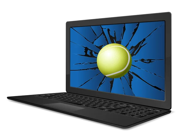Cracked laptop tennis — Stock Vector