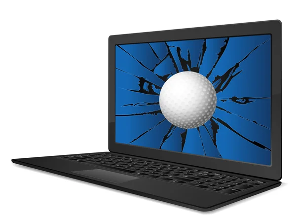 Golfe laptop rachado — Vetor de Stock