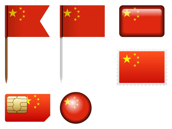 Jeu de drapeau Chine — Image vectorielle