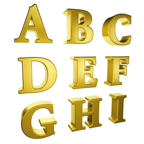 Gold alphabet A to I — Stock Photo, Image