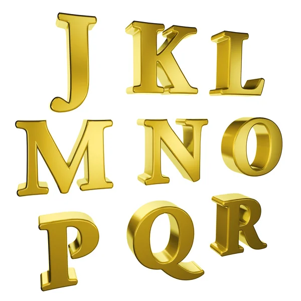 Gold alphabet J to R — Stock Photo, Image