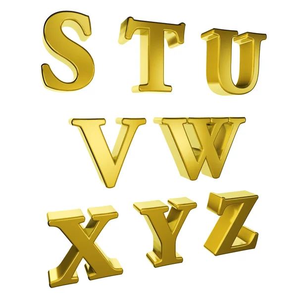 Gold alphabet S to Z — Stock Photo, Image