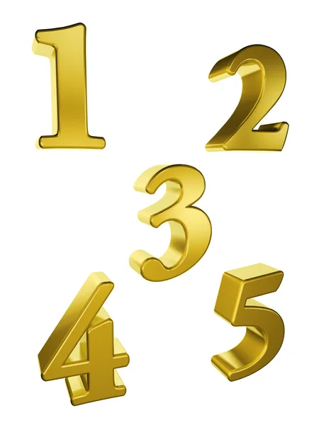 Gold number 1 to 5 — Stock Photo, Image