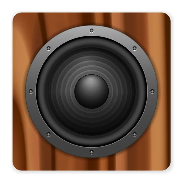 Icône de haut-parleur sonore en bois — Image vectorielle