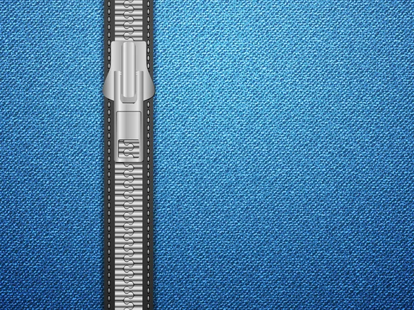 Zipper on denim — Stock Vector