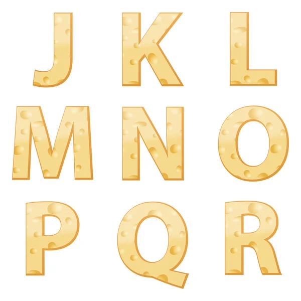 Alfabeto de queso J a R — Archivo Imágenes Vectoriales