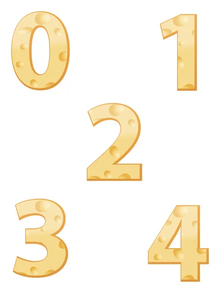 Сир номер від 0 до 4 — стоковий вектор