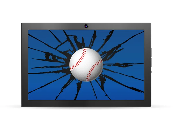 Gebarsten tablet honkbal — Stockvector