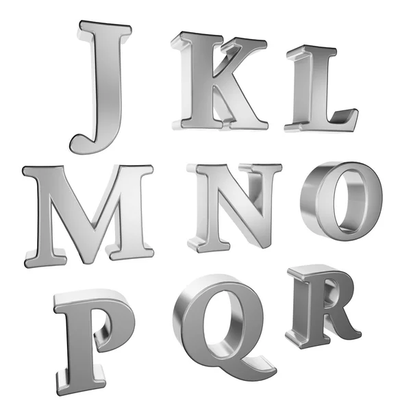 Alfabeto argento da J a R — Foto Stock