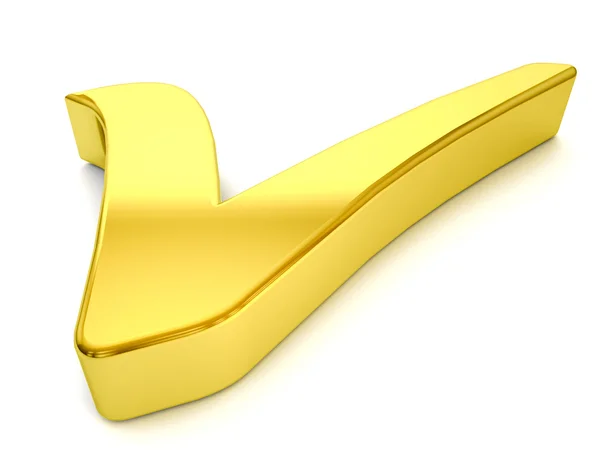 Gold check symbol — Stock Photo, Image