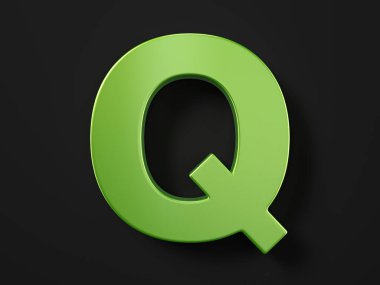 Siyah arka planda Q harfli araba boyası. 3d illüstrasyon.