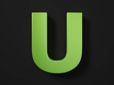 Siyah arka planda araba boyası U harfi. 3d illüstrasyon.