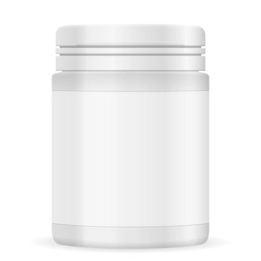 Beyaz arka planda plastik kavanoz. Vektör illüstrasyonu.