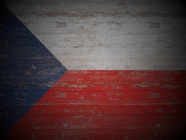 Eski ahşap Çek Cumhuriyeti bayrağı geçmişi. 3d illüstrasyon.