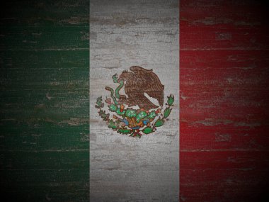 Eski ahşap Meksika bayrağı geçmişi. 3d illüstrasyon.