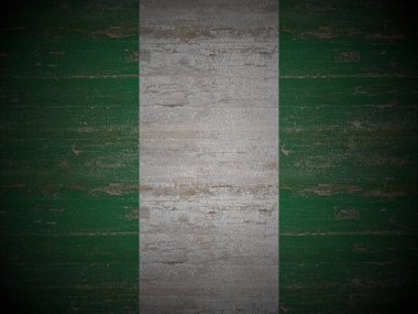 Eski tahta Nijerya bayrağı geçmişi. 3d illüstrasyon.