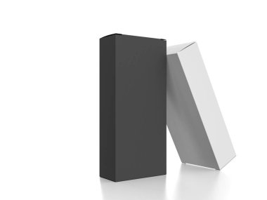 Beyaz arka planda paketleme kutuları. 3d illüstrasyon.