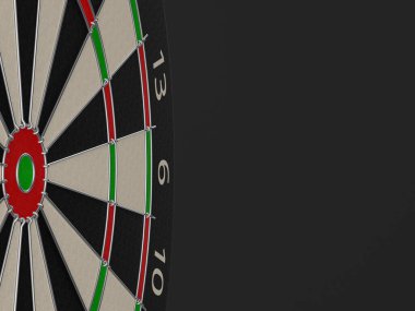 Siyah arka planda Dartboard. 3d illüstrasyon.