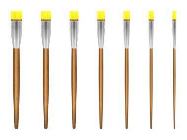 Beyaz arka planda sanat fırçaları. Vektör illüstrasyonu.