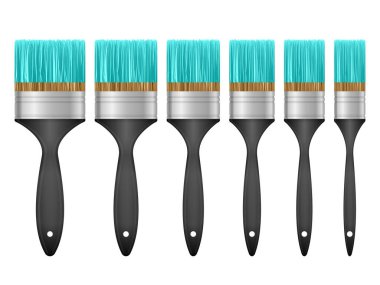 Beyaz arka planda boya fırçaları. Vektör illüstrasyonu.