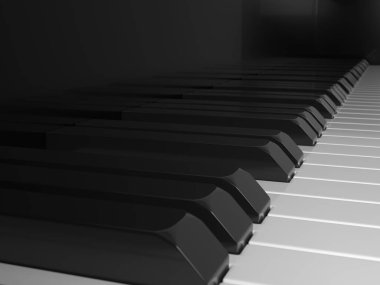 Piyano klavyesinin siyah beyaz tuşları. 3d illüstrasyon.