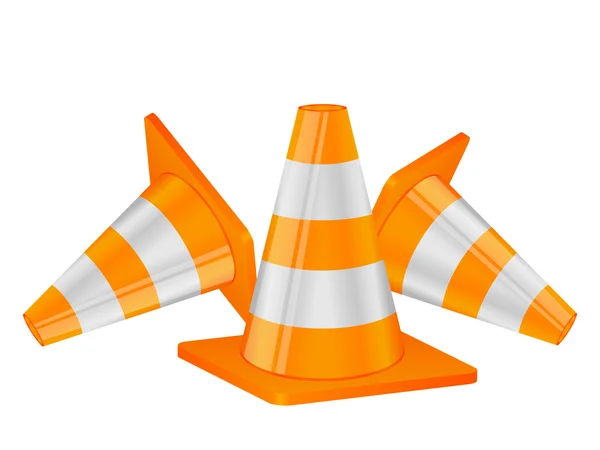 Traffic cones on white — Stock Vector