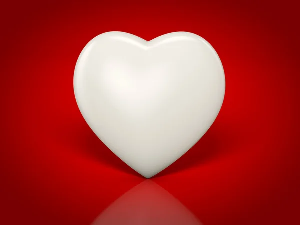 Cuore bianco su rosso — Foto Stock