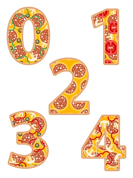 Pizza numer 0-4 — Wektor stockowy