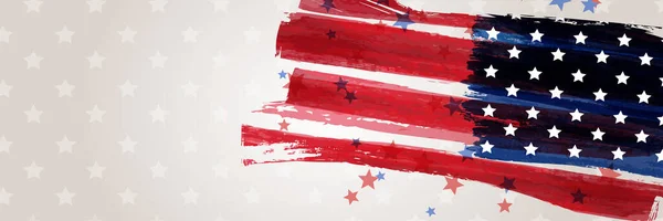 미국은 추상적으로 깃발을 그린다 미국의 국경일 현수막 인사말 초대장 포스터 — 스톡 벡터
