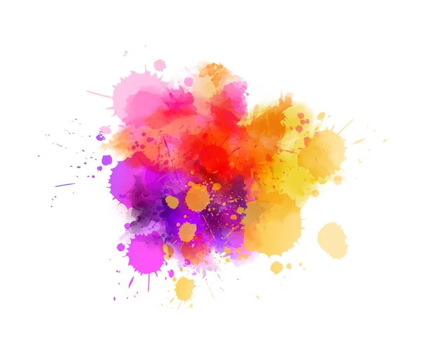 彩色水彩画用黄色 紫色和粉色的水彩画斑斑 — 图库矢量图片