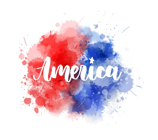 Amerika Yazısıyla Yazılmış Yazısı Amerika Birleşik Devletleri Bayrak Renklerinde Suluboya — Stok Vektör