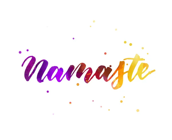 Namaste Indiai Üdvözlet Hello Hindi Kézzel Írt Akvarell Modern Kalligráfia — Stock Vector