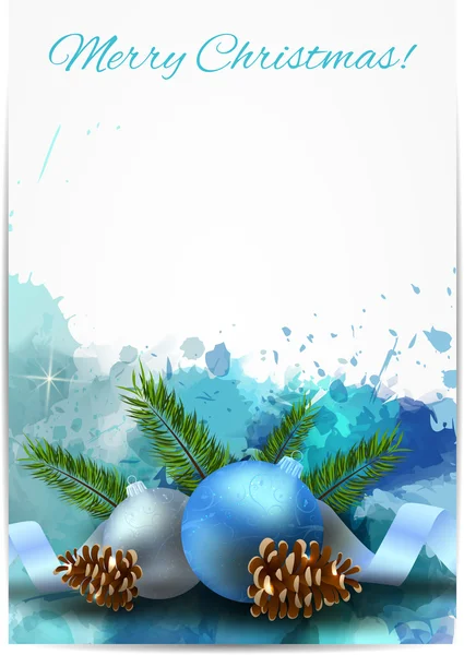 Kerstmis lichte achtergrond met blauwe decoraties — Stockvector