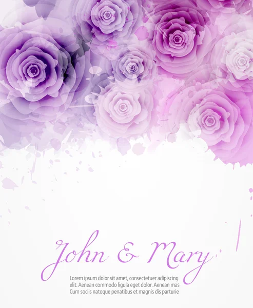 Convite de casamento com rosas abstratas — Vetor de Stock
