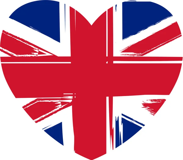 Grunge-Brittannië vlag in hart vorm — Stockvector