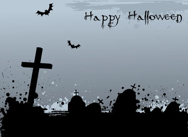 Grunge Halloween fundo com lápides — Vetor de Stock