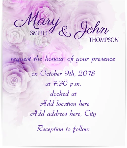 Invitación de boda con rosas abstractas — Archivo Imágenes Vectoriales