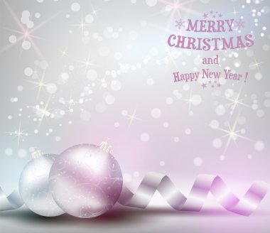 kurdela ve parlak Noel baubles ile Noel arka plan