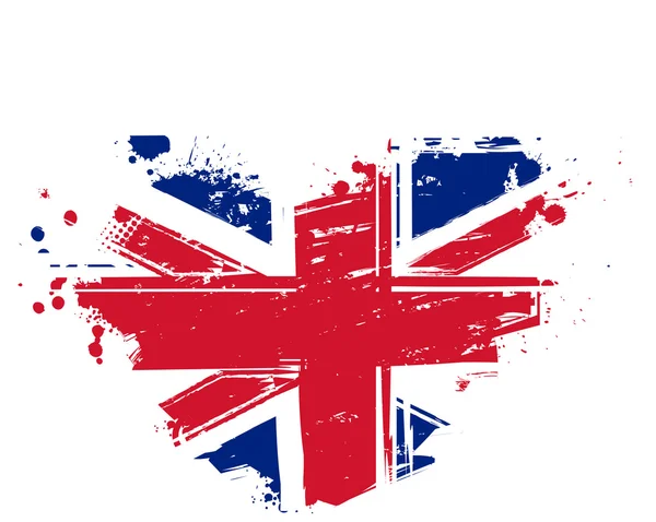 Bandera Grunge Britain en forma de corazón — Vector de stock