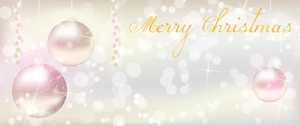 Kerst banner met glanzende kerstballen — Stockvector