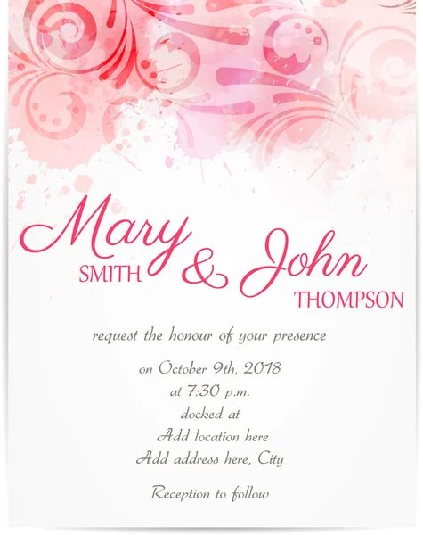 Πρότυπο πρόσκληση γάμου με αφηρημένες florals — Διανυσματικό Αρχείο