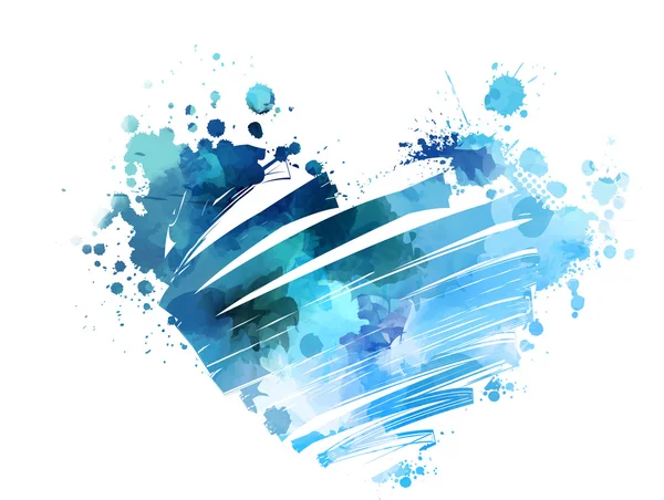Grunge watercolored srdce — Stockový vektor