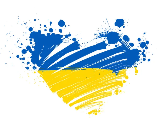 Ucraina cuore bandiera grunge — Vettoriale Stock