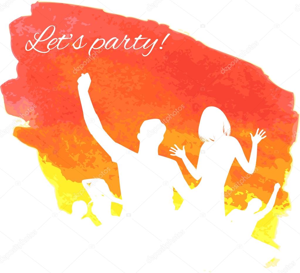 Orange grunge watercolored party background